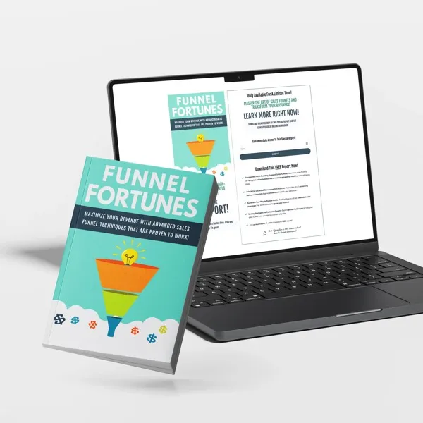 A List Gains kit: the printed report beside the landing page that delivers it.